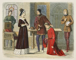 The Earl of Warwick submits to Queen Margaret, 1470, from A Chronicle of England BC 55 to AD 1485